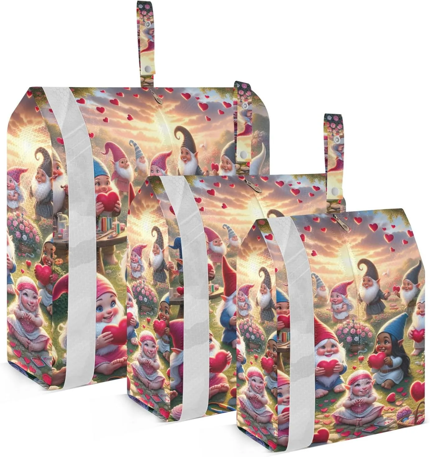 Valentine's Day Gnomes Travel Packing Organizers 3 Set of Packing Cubes for Suitcases Travel Organizer Bags for Luggage