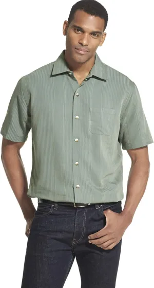 Van Heusen Men's Air Short Sleeve Button Down Poly Rayon Shirt (Discontinued by)