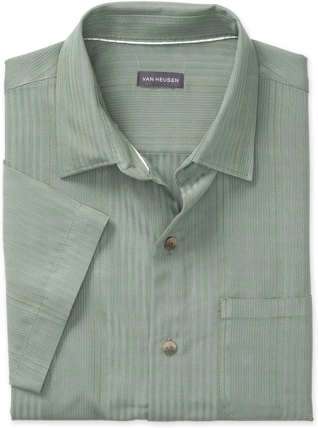 Van Heusen Men's Air Short Sleeve Button Down Poly Rayon Shirt (Discontinued by)