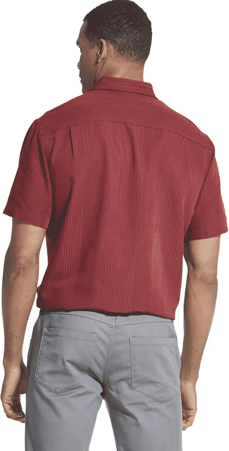 Van Heusen Men's Air Short Sleeve Button Down Poly Rayon Shirt (Discontinued by)