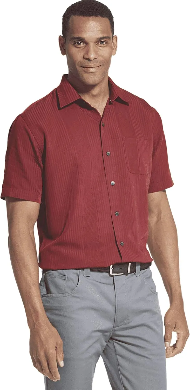 Van Heusen Men's Air Short Sleeve Button Down Poly Rayon Shirt (Discontinued by)