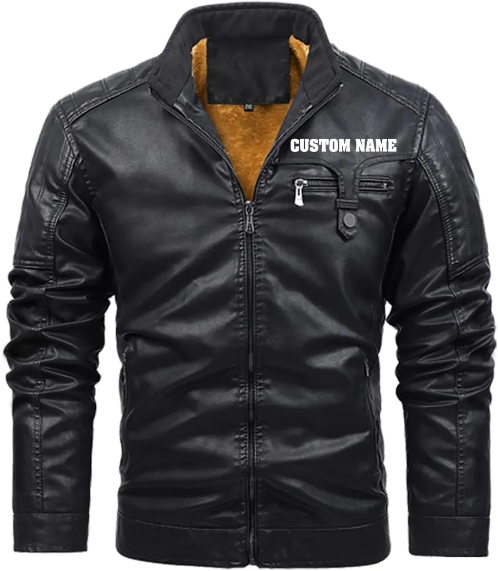 Vegvisir Berserker Valhalla Viking Symbol Personalized Men Motorcycle PU Leather Coat Biker Rider Jacket Men