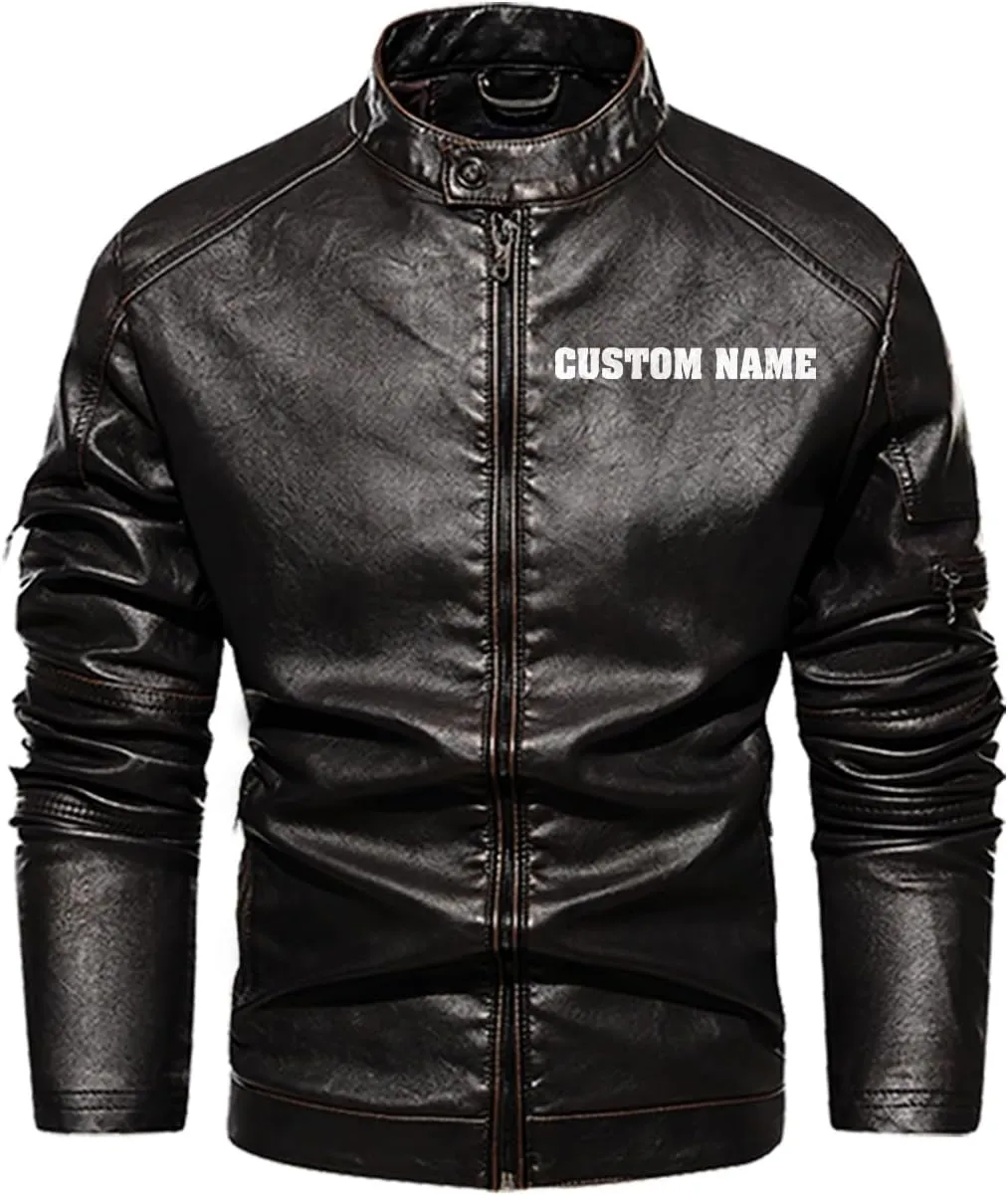 Vegvisir Berserker Valhalla Viking Symbol Personalized Men Motorcycle PU Leather Coat Biker Rider Jacket Men