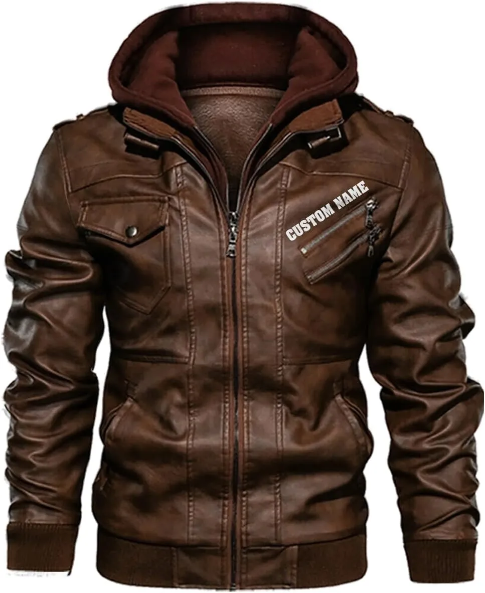 Vegvisir Berserker Valhalla Viking Symbol Personalized Men Motorcycle PU Leather Coat Biker Rider Jacket Men