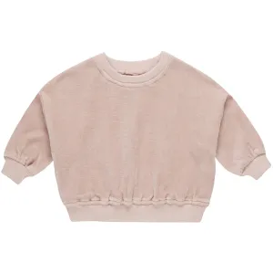 Velour Relaxed Sweatshirt in Blush by Quincy Mae