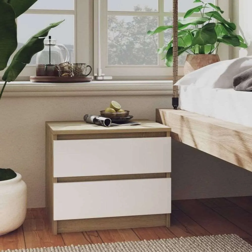 vidaXL Bed Cabinet Smoked Oak 50x39x43.5 cm Engineered Wood