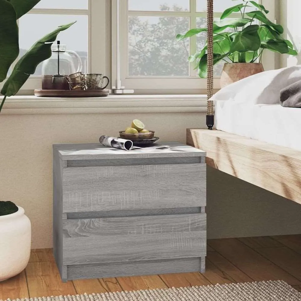 vidaXL Bed Cabinet Smoked Oak 50x39x43.5 cm Engineered Wood
