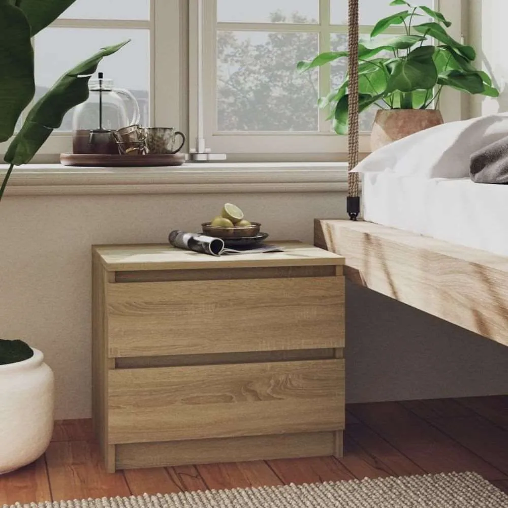 vidaXL Bed Cabinet Smoked Oak 50x39x43.5 cm Engineered Wood