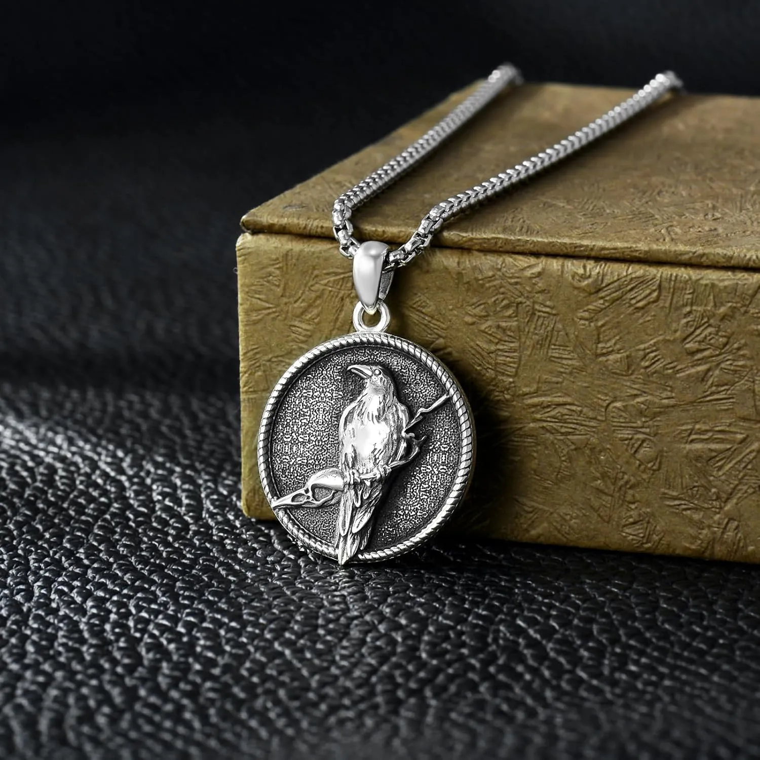 Viking Necklace for Men S925 Sterling Silver Odin/Troll Cross/Compass/Raven/Valknut/Axe Rune Amulet Necklace Norse Jewelry for Christmas Birthday