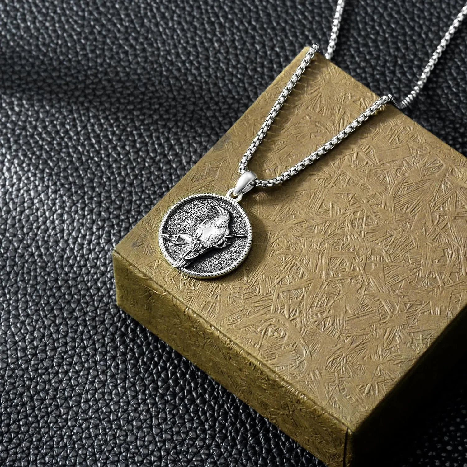 Viking Necklace for Men S925 Sterling Silver Odin/Troll Cross/Compass/Raven/Valknut/Axe Rune Amulet Necklace Norse Jewelry for Christmas Birthday
