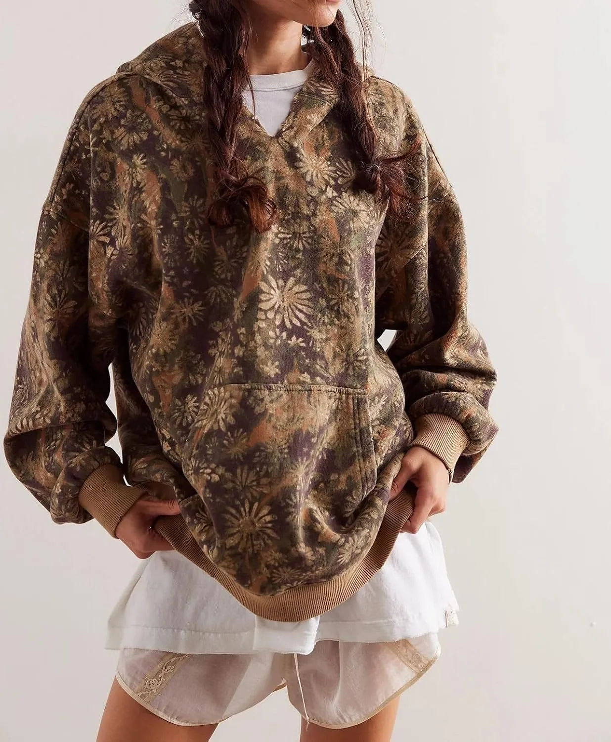 Vintage Camo Cheetach Print Hoodie Trendy Y2k Women Graphic Hoodies Pullover Sweatshirt Hooded Oversized Hoodies