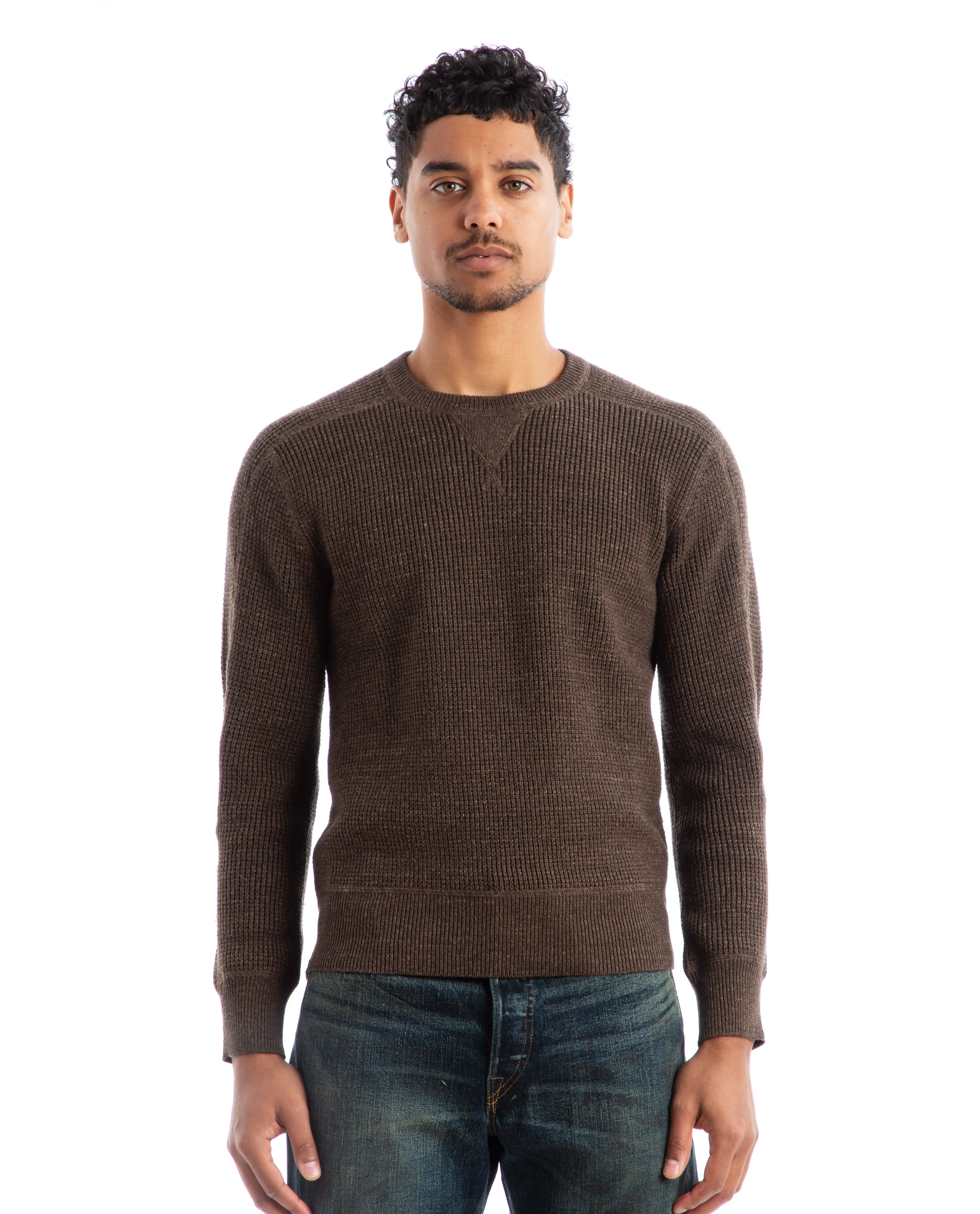 Waffle Knit Crewneck Sweater