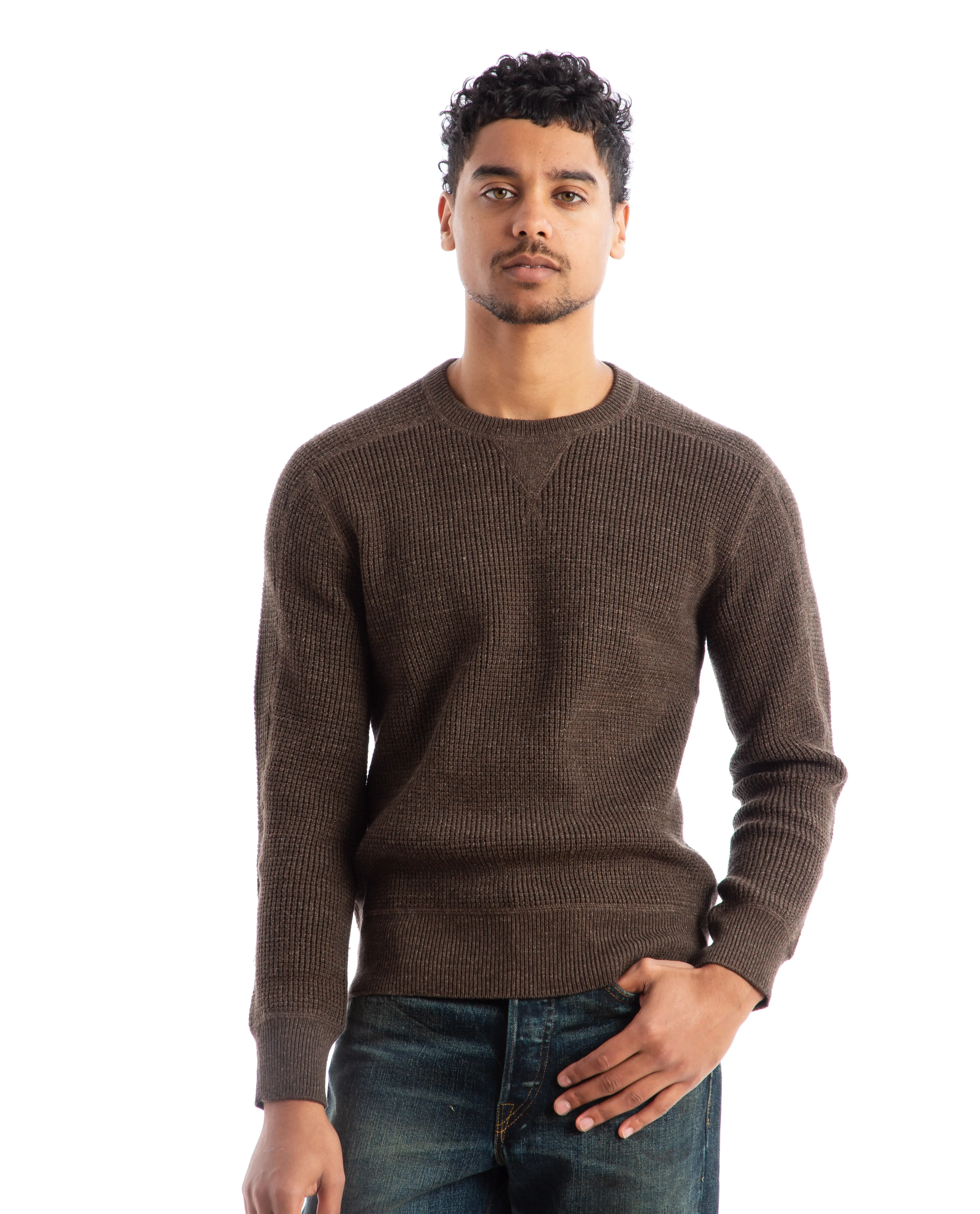Waffle Knit Crewneck Sweater