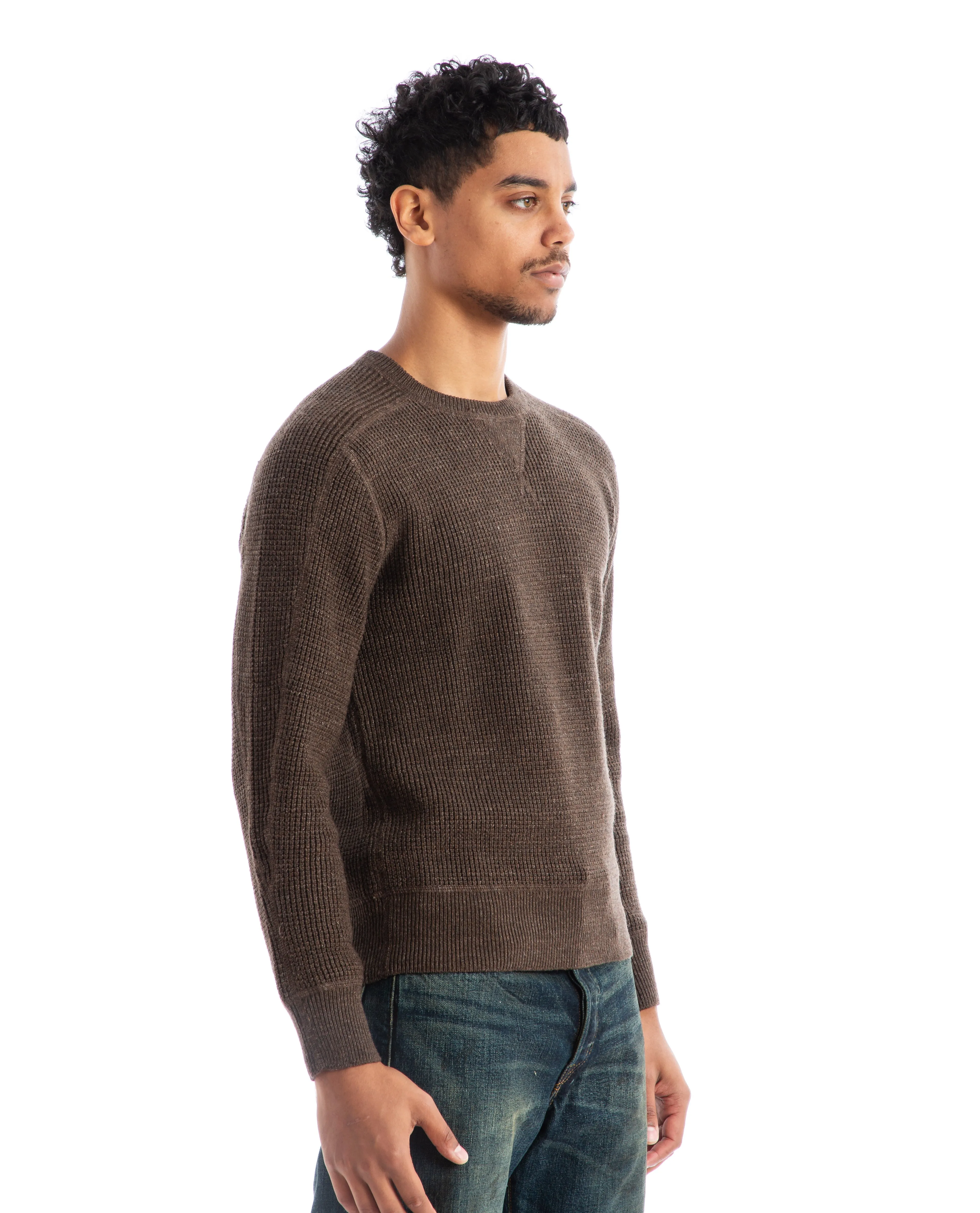 Waffle Knit Crewneck Sweater