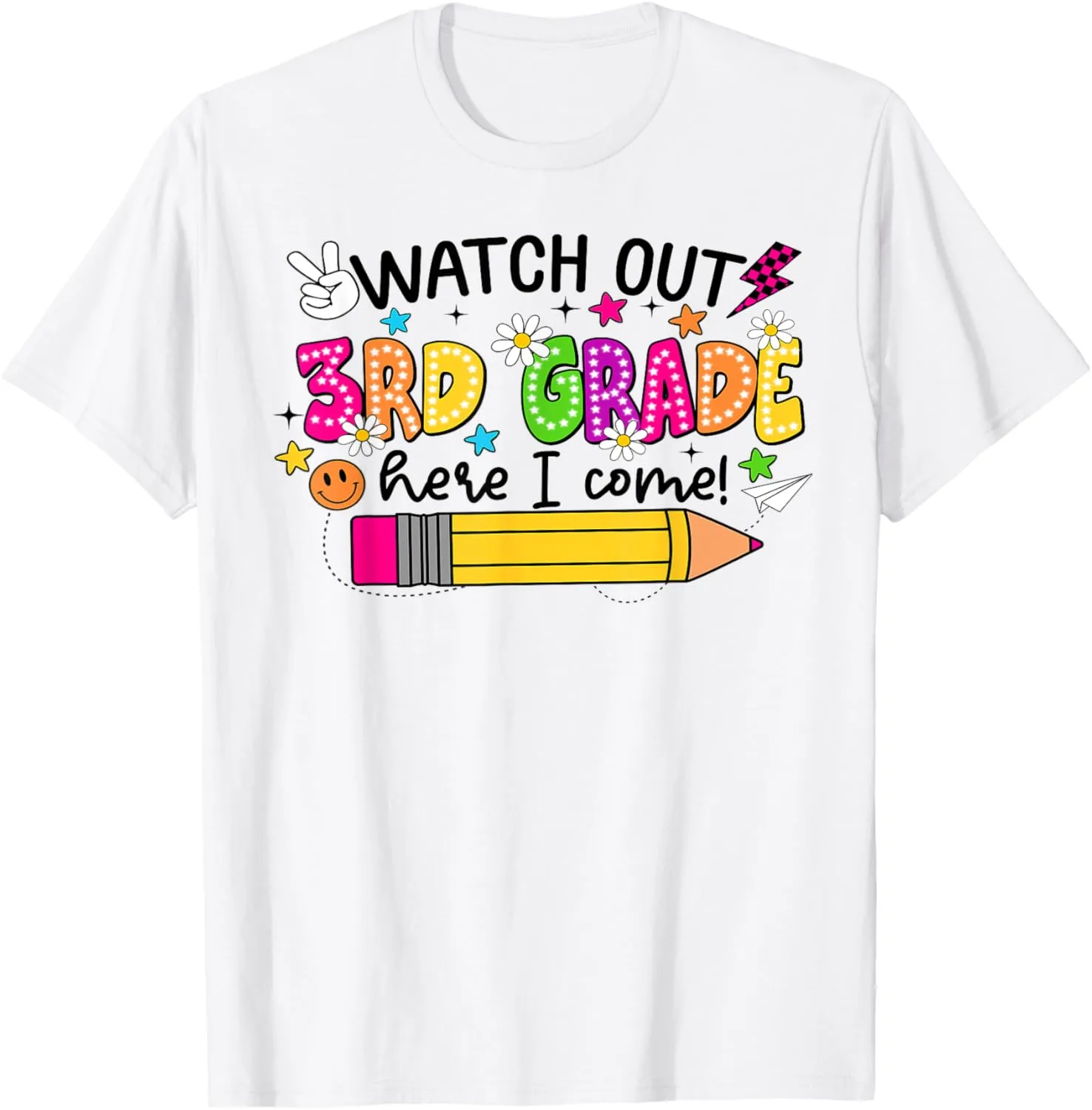 Watch Out Third Grade Here I Come 1st Day School Dots Girls T-Shirt