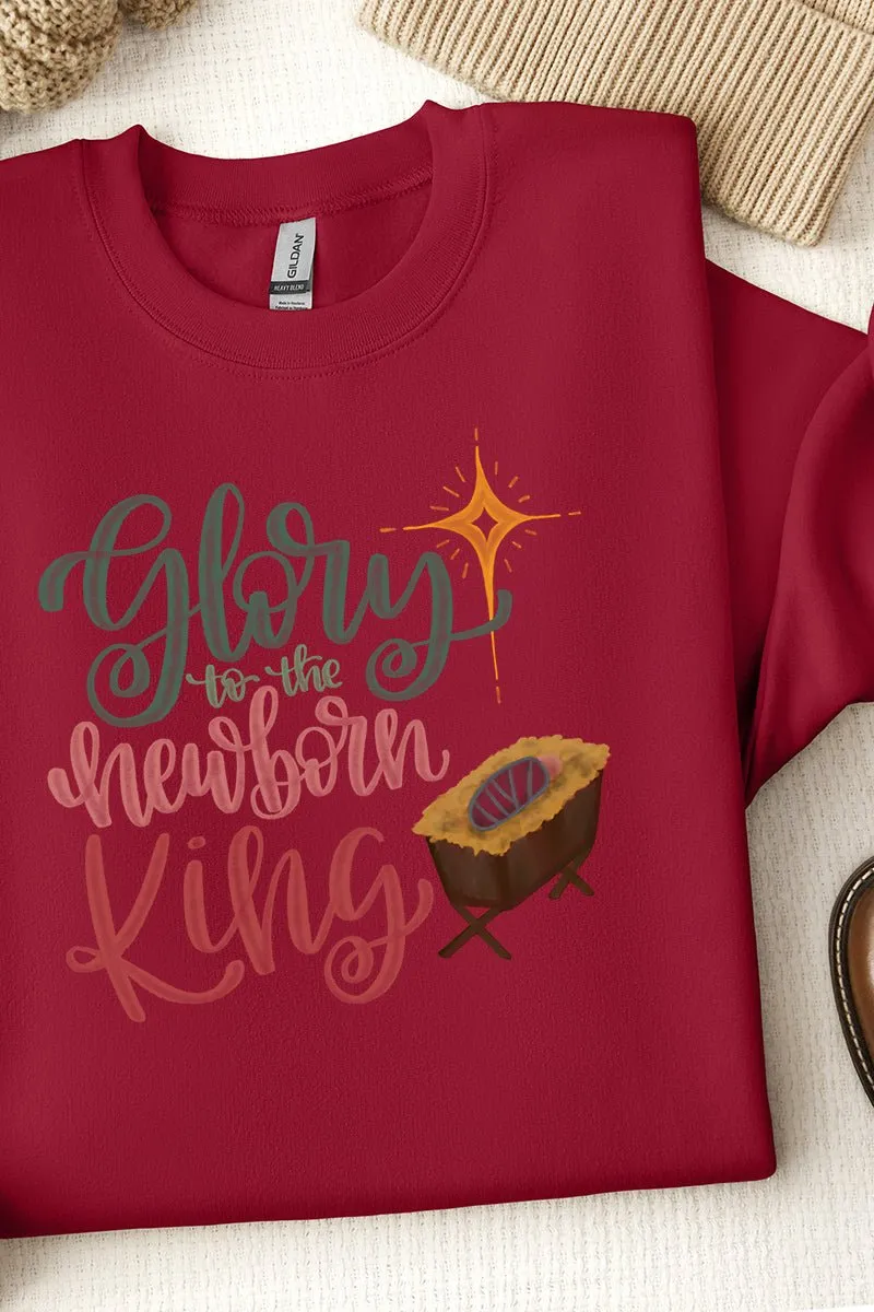 Watercolor Glory To The Newborn King Unisex NuBlend Crew Sweatshirt