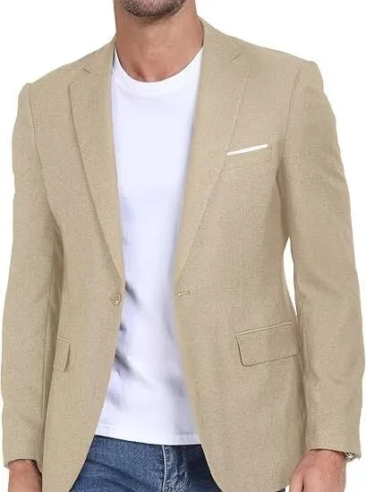 Wehilion Mens Casual Blazer Jacket Lightweight Sports Coat Suit Jacket for Summer Daily Business Wedding Party Travel