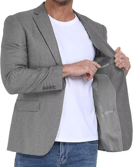 Wehilion Mens Casual Blazer Jacket Lightweight Sports Coat Suit Jacket for Summer Daily Business Wedding Party Travel