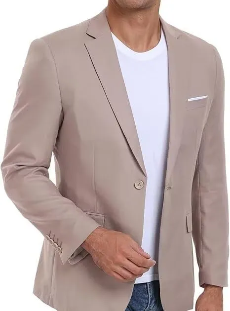 Wehilion Mens Casual Blazer Jacket Lightweight Sports Coat Suit Jacket for Summer Daily Business Wedding Party Travel