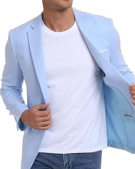 Wehilion Mens Casual Blazer Jacket Lightweight Sports Coat Suit Jacket for Summer Daily Business Wedding Party Travel