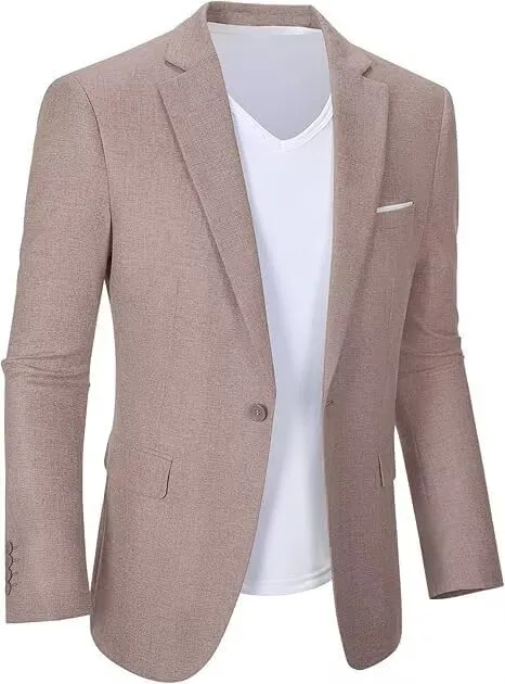 Wehilion Mens Casual Blazer Jacket Lightweight Sports Coat Suit Jacket for Summer Daily Business Wedding Party Travel