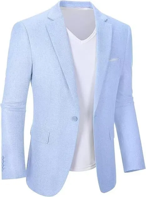 Wehilion Mens Casual Blazer Jacket Lightweight Sports Coat Suit Jacket for Summer Daily Business Wedding Party Travel