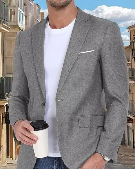 Wehilion Mens Casual Blazer Jacket Lightweight Sports Coat Suit Jacket for Summer Daily Business Wedding Party Travel