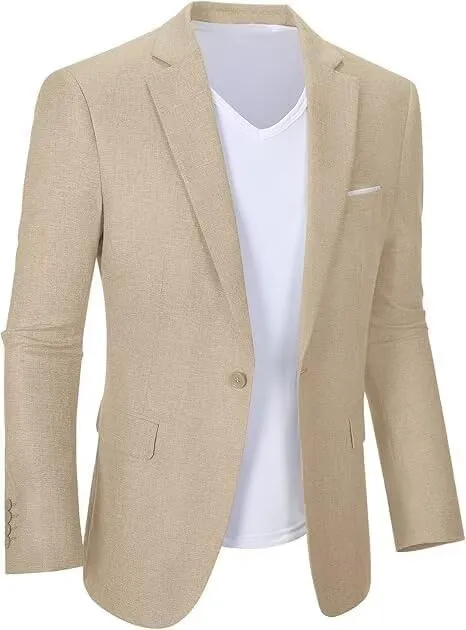 Wehilion Mens Casual Blazer Jacket Lightweight Sports Coat Suit Jacket for Summer Daily Business Wedding Party Travel
