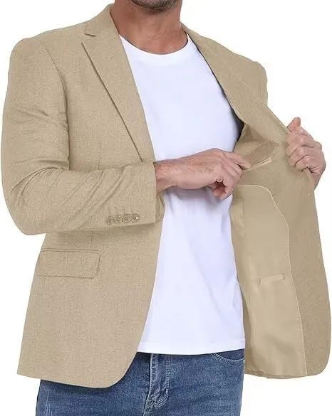 Wehilion Mens Casual Blazer Jacket Lightweight Sports Coat Suit Jacket for Summer Daily Business Wedding Party Travel