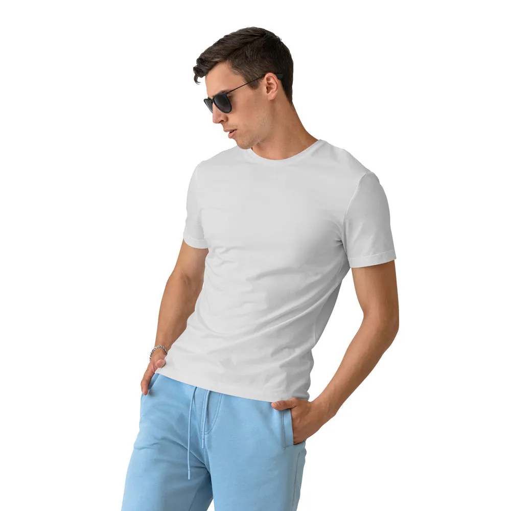 White Suvin Cotton Round Neck Casual Wear T-Shirt - Premium, Soft & Timeless tees