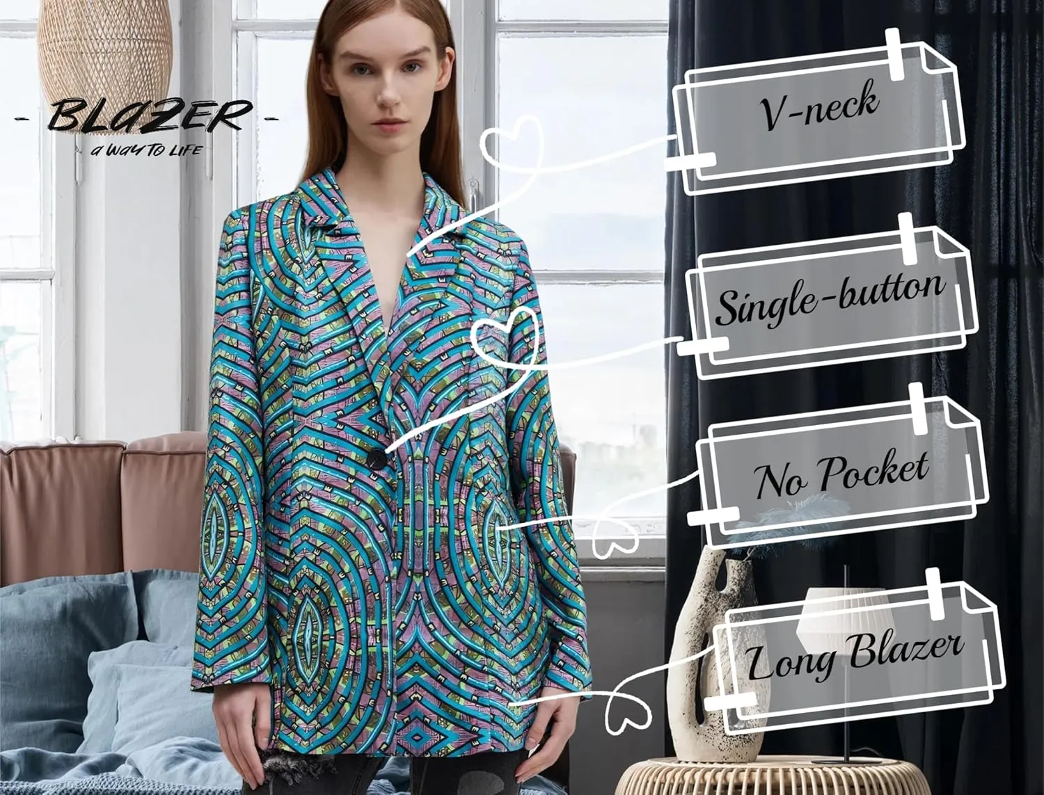 Women Casual Pinstripe Blazers Slim Work Fall Business Long Blazer Jackets Notch Lapel Office Suit Outerwear