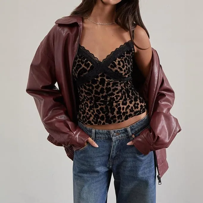 Women Oversized Leather Jackets Faux Trendy Fall Zip Up Motorcycle Jacket 2024 Fall Winter PU Bomber Coat Outerwear