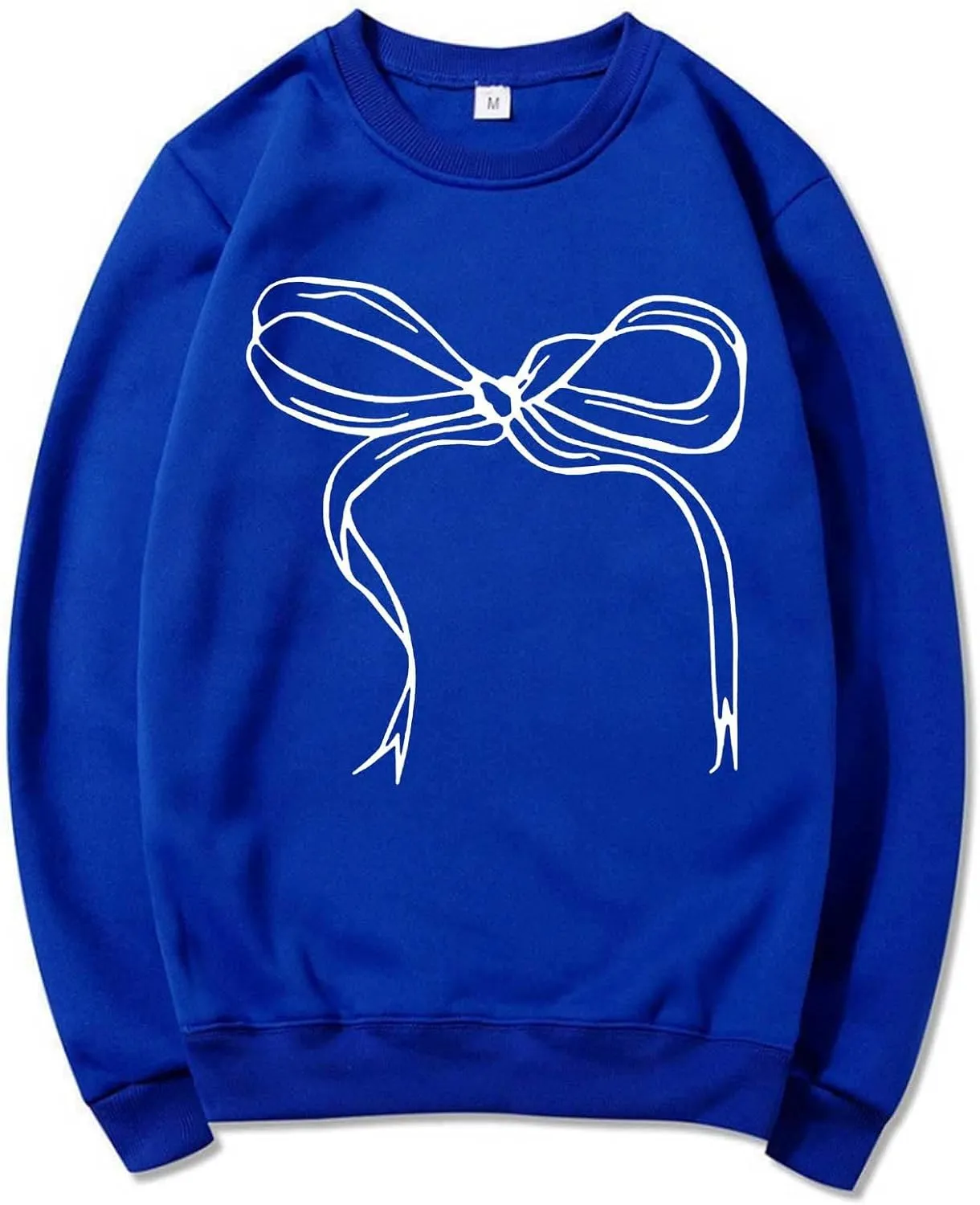 Women Sweatshirt Cute Bow Sweater Oversized Crewneck Sweatshirt Long Sleeve Fleece Pullover Y2K Aesthetic Outfits