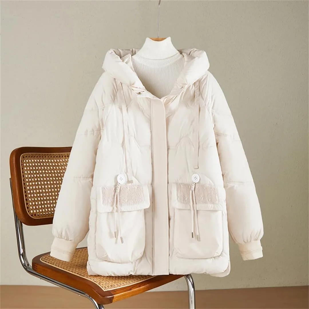 Women Winter Coat Hooded Thicken Jacket Warm Cotton Padded Parkas Long Sleeve Pocket Winter Coat