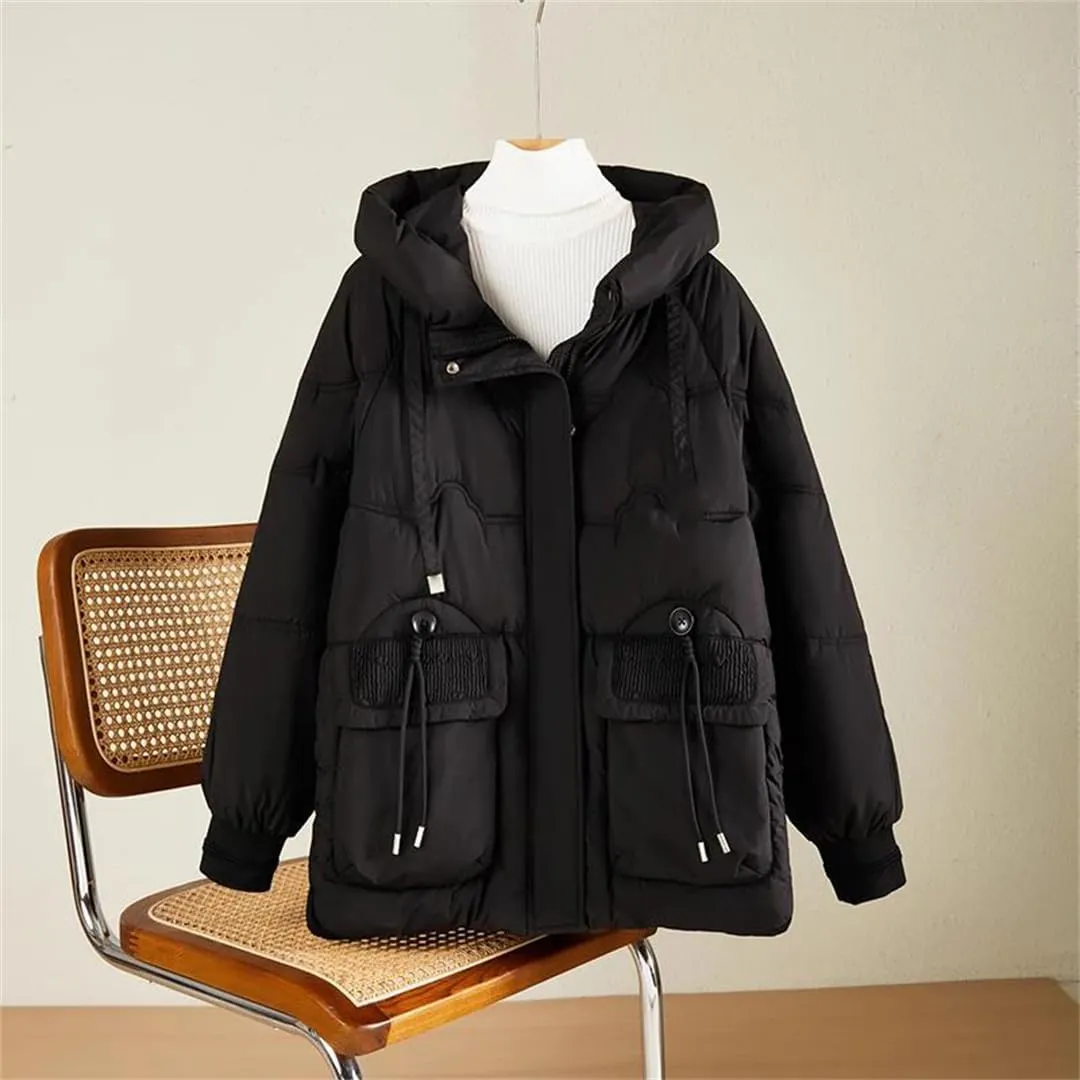 Women Winter Coat Hooded Thicken Jacket Warm Cotton Padded Parkas Long Sleeve Pocket Winter Coat