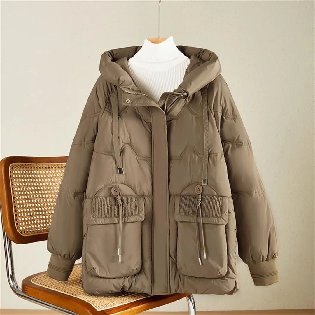 Women Winter Coat Hooded Thicken Jacket Warm Cotton Padded Parkas Long Sleeve Pocket Winter Coat