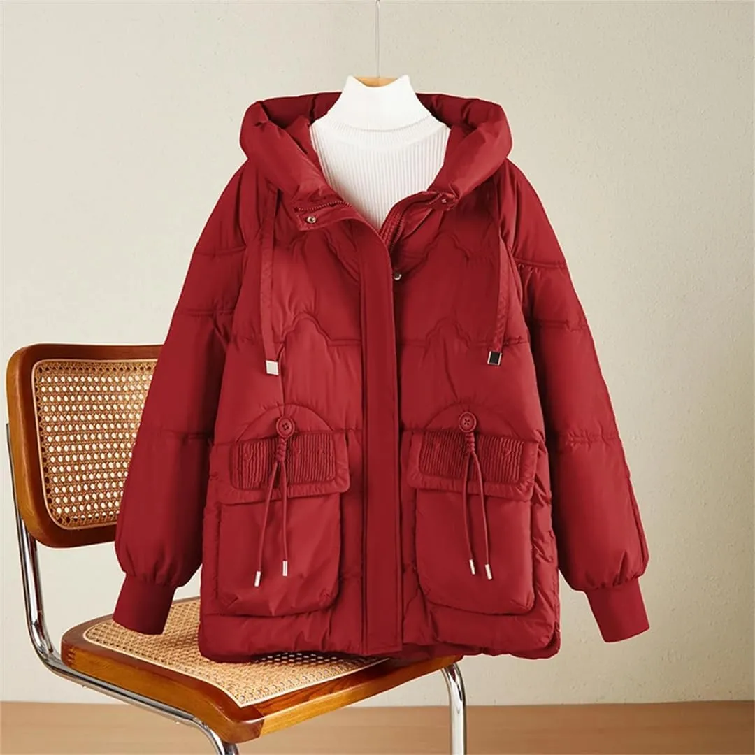 Women Winter Coat Hooded Thicken Jacket Warm Cotton Padded Parkas Long Sleeve Pocket Winter Coat