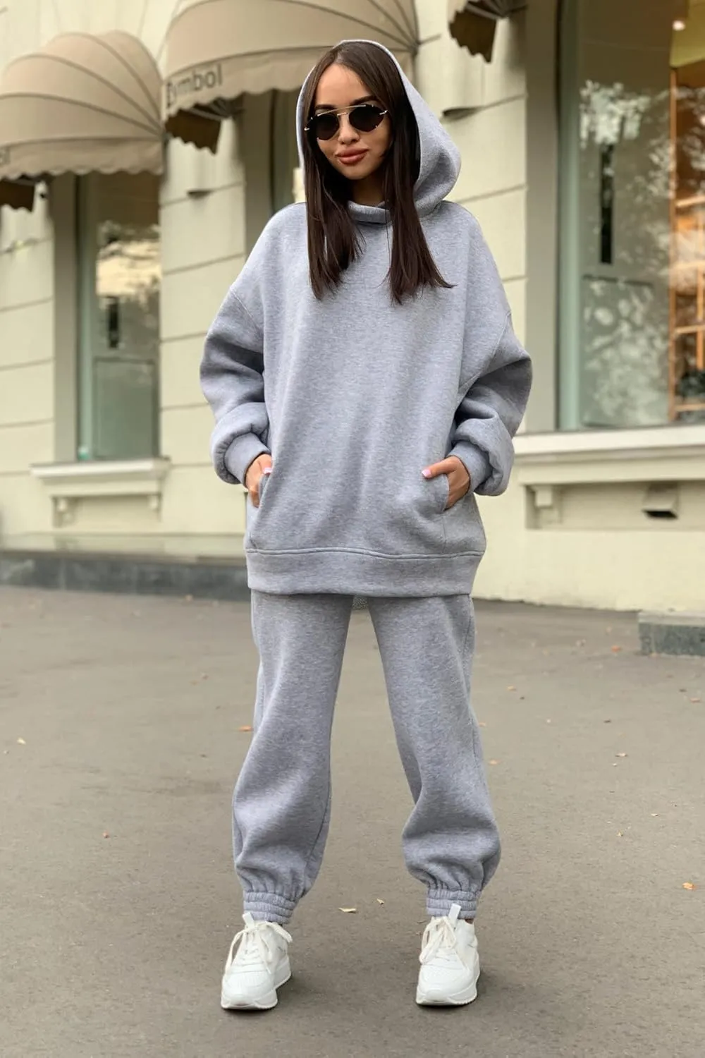 Womens 2 Piece Outfits Sweatsuit Oversized Lounge Sets Sweatshirt Baggy Sweatpants Casual Hoodies with Pockets