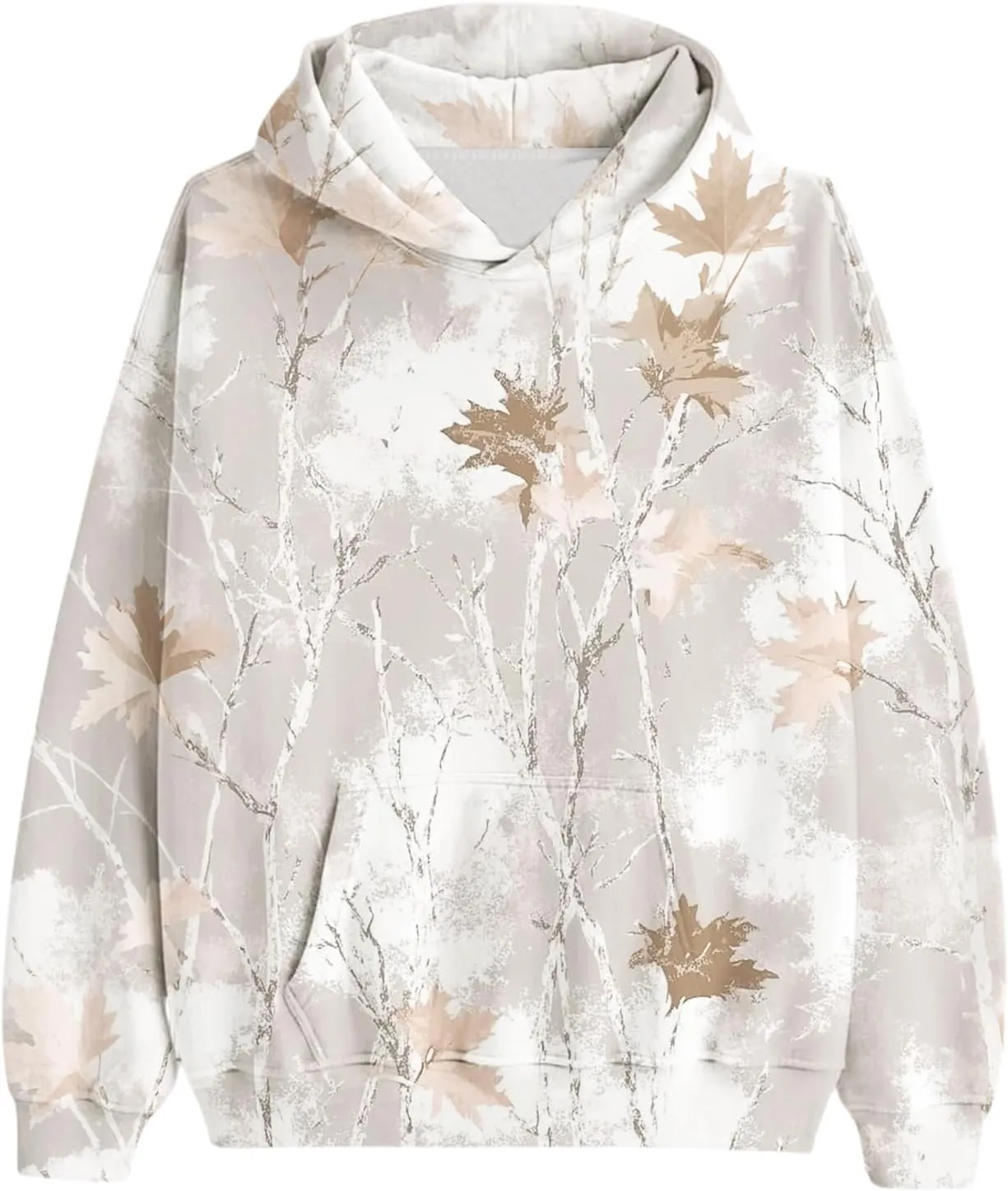 Womens Camo Hoodie Oversized Hooded Sweatshirt Long Sleeve Sweatshirts Leaf Print Hoodie Casual Pullover