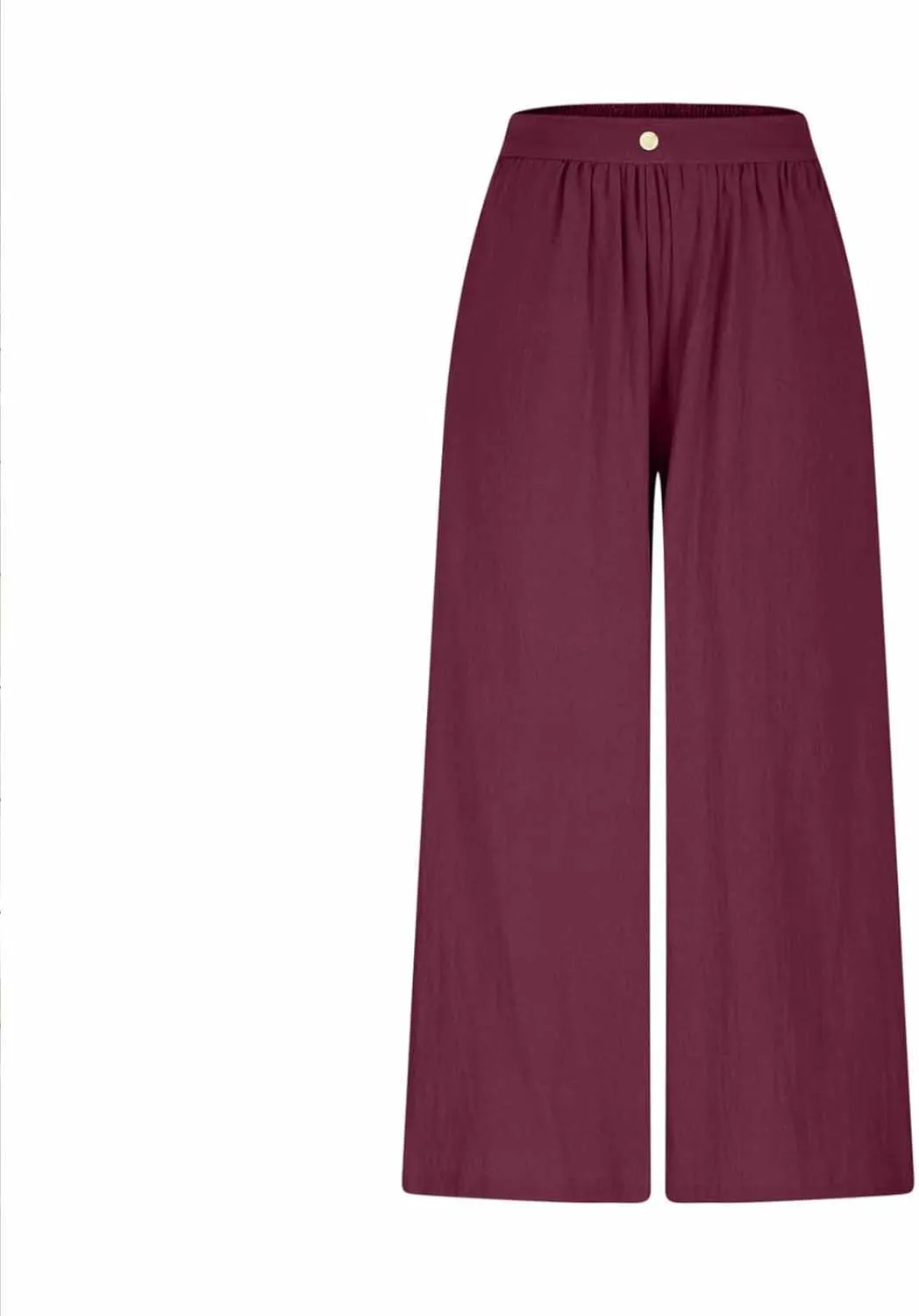 Womens Capri Pants with Pockets 2025 Summer Casual Wide Leg Trousers Cotton Linen Loose Lightweight Beach Pants Light Blue 2X