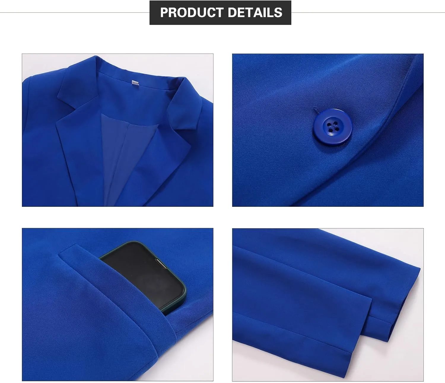 Women's Casual Blazer 2024 Spring Open Front Button Business Office Blazer Lapel with Pockets