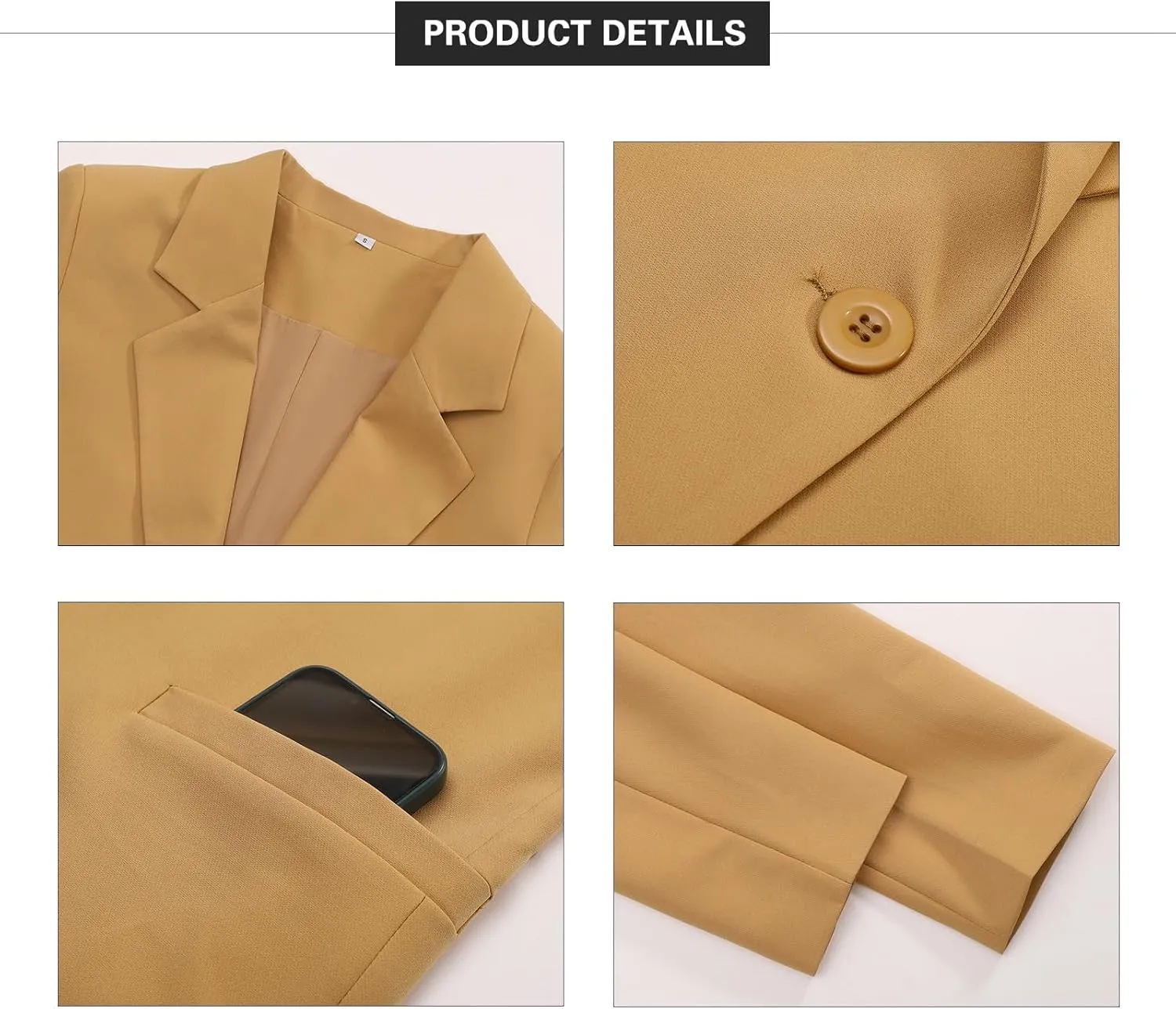 Women's Casual Blazer 2024 Spring Open Front Button Business Office Blazer Lapel with Pockets