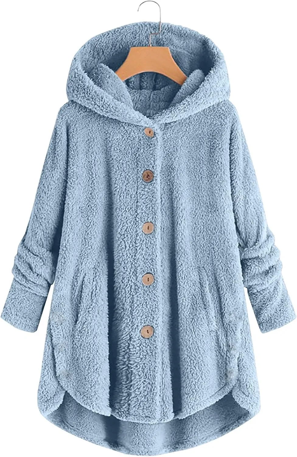 Womens Fuzzy Fleece Sherpa Hoodies Casual Teddy Coat Button Down Oversized Sweatshirt with Pockets Jackets Cardigan
