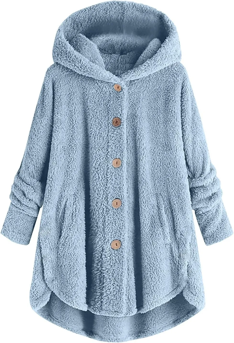 Womens Fuzzy Fleece Sherpa Hoodies Casual Teddy Coat Button Down Oversized Sweatshirt with Pockets Jackets Cardigan