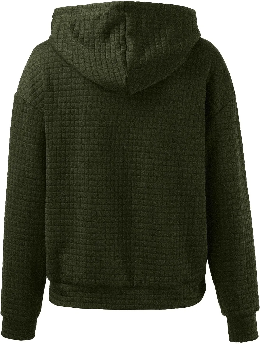 Womens Hoodies Casual Long Sleeve Waffle Knit Hooded Sweatshirts Solid Color Drawstring Pullover Sweaters Warm Tops