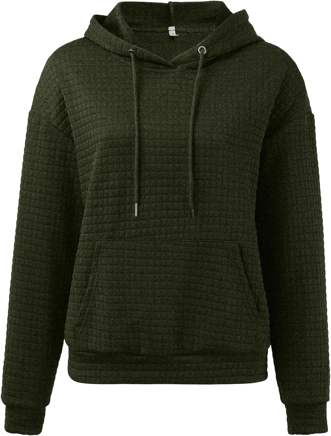 Womens Hoodies Casual Long Sleeve Waffle Knit Hooded Sweatshirts Solid Color Drawstring Pullover Sweaters Warm Tops