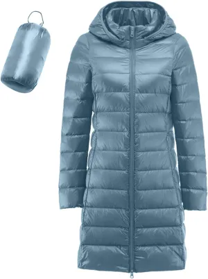 Women's Long Down Jacket Lightweight Packable Travel 2023 Fall Winter Puffer Jackets Slim Fit Casual Warm Duck Down Coat