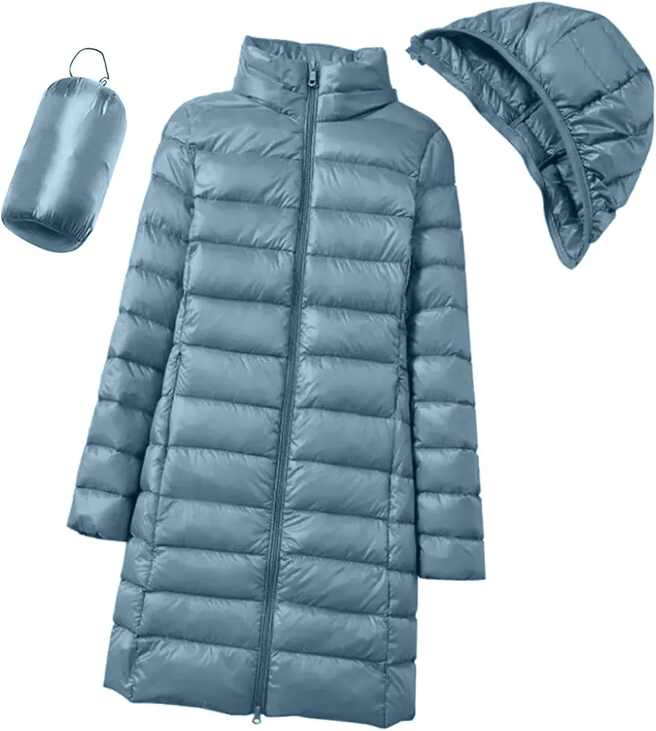 Women's Long Down Jacket Lightweight Packable Travel 2023 Fall Winter Puffer Jackets Slim Fit Casual Warm Duck Down Coat