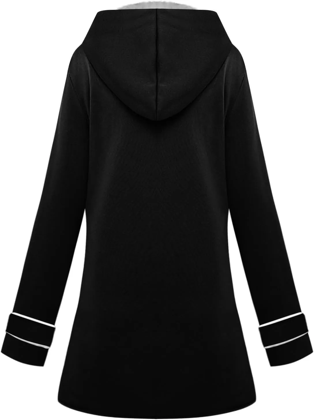 Women's Long Sleeve Winter Coat Warm Shaggy Down Hooded Button Down Coat Jacket