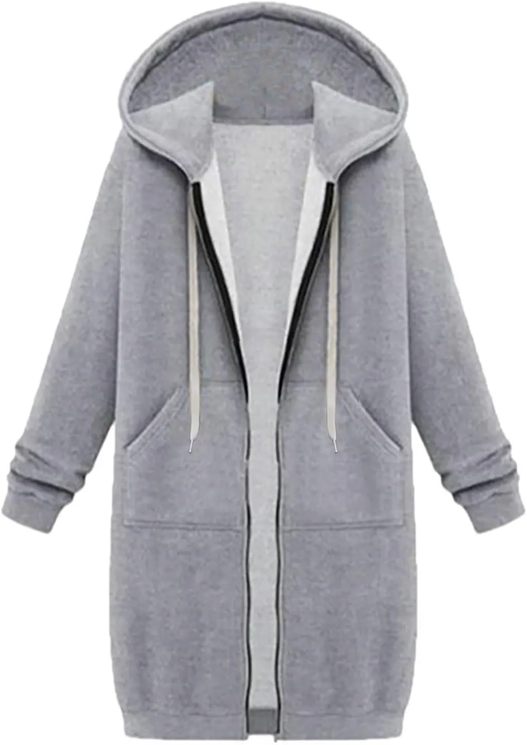 Womens Long Sweatshirts Oversized Zip Up Hoodies Knee length Long Fleece Tunic Sweatshirts Fall Hoodie Jackets Coats
